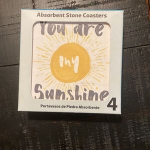LAST CHANCE! NEW Absorbent Stone coasters! “YOU ARE MY SUNSHINE” Set of 4!